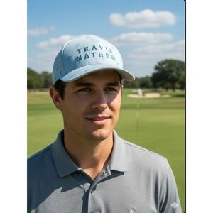 Travis Mathew Palm Tree Golf Baseball Cap Light Blue Flexfit